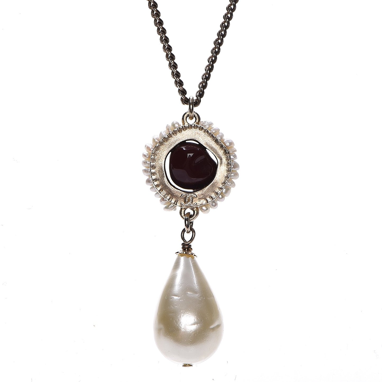 Pearl Resin CC Necklace Burgundy Gold