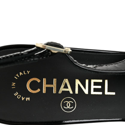 Chanel Patent Calfskin Cap Toe CC Slingback Pumps 36.5 Black 8 of 10