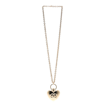 Chanel Metal CC Heart Locket Necklace Gold 3 of 6