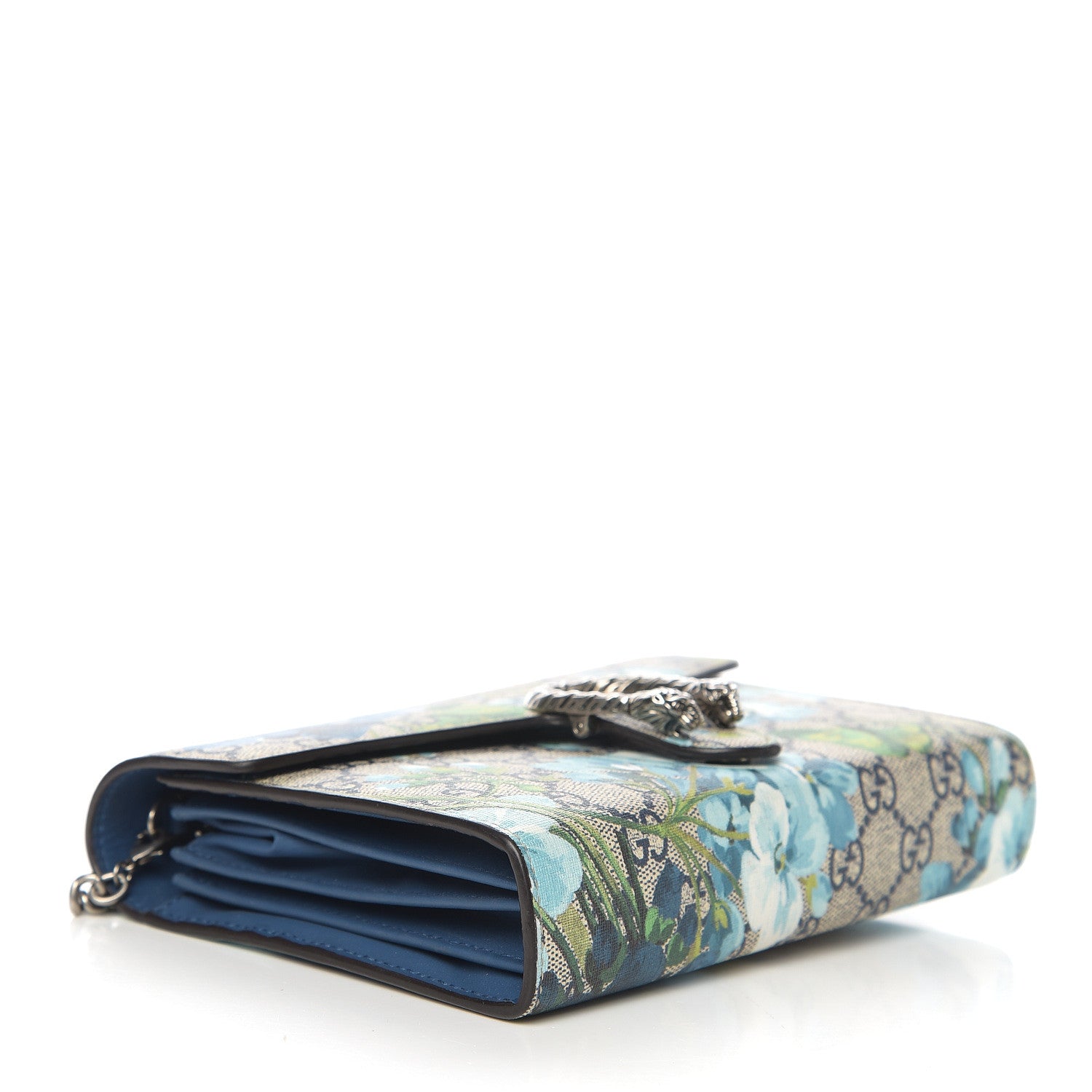 Gucci GG Supreme Monogram Blooms Mini Dionysus Chain Wallet Beige Blue Navy Vintage Blue 3 of 15