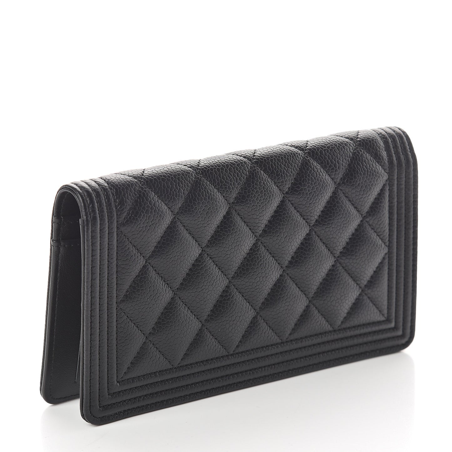 Caviar Quilted Boy Yen Wallet Black