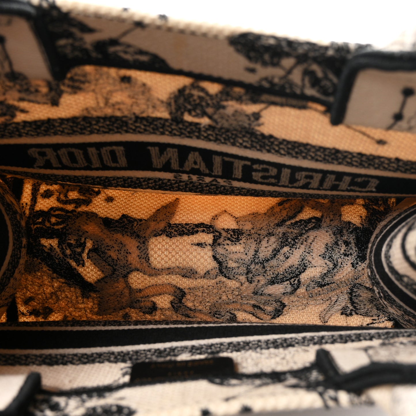 Canvas Embroidered Small Zodiac Toile De Jouy Book Tote Latte