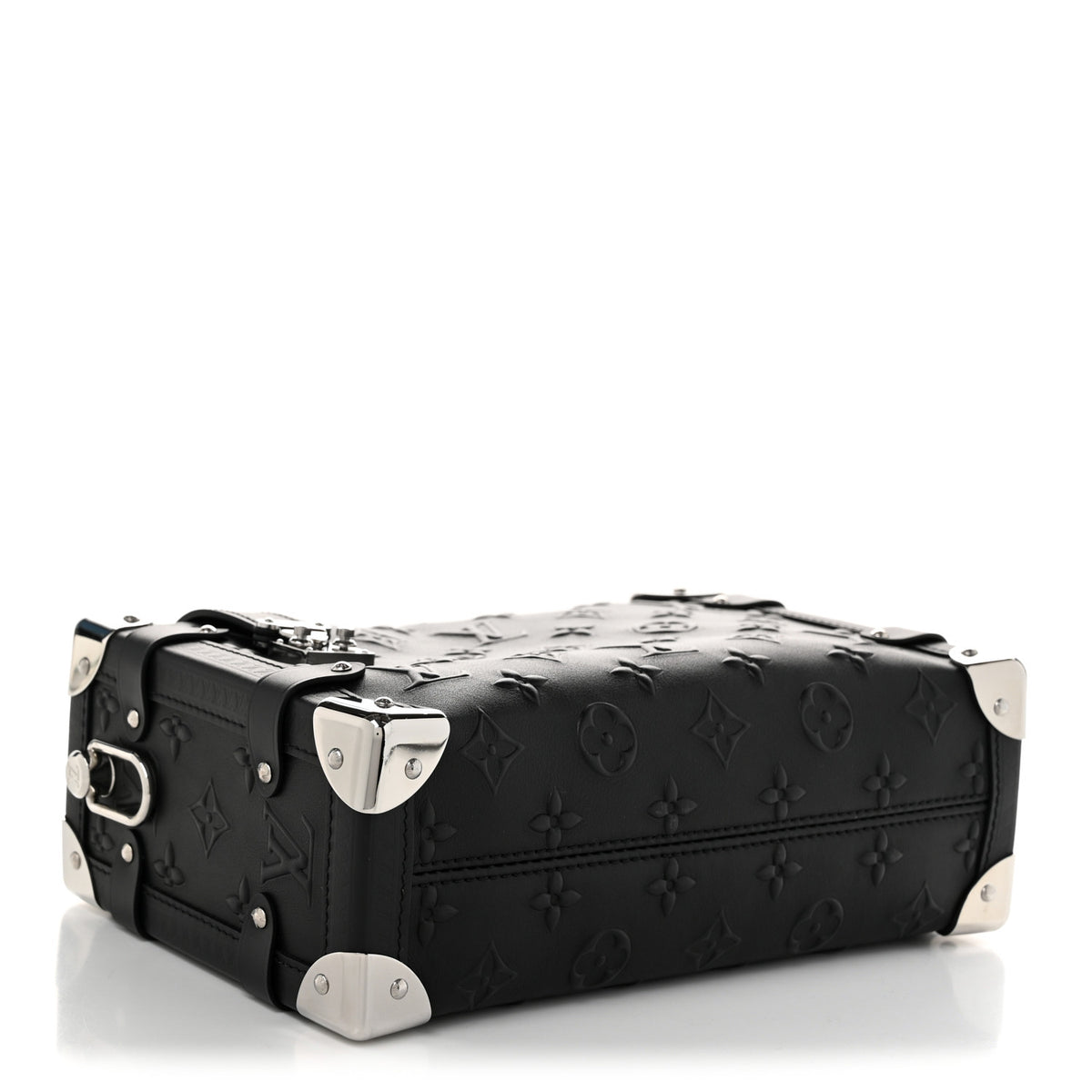 Louis Vuitton Calfskin Debossed Monogram Side Trunk Black 4 of 9