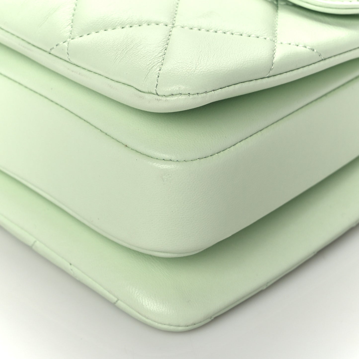 Lambskin Quilted Small Trendy CC Flap Dual Handle Bag Light Green