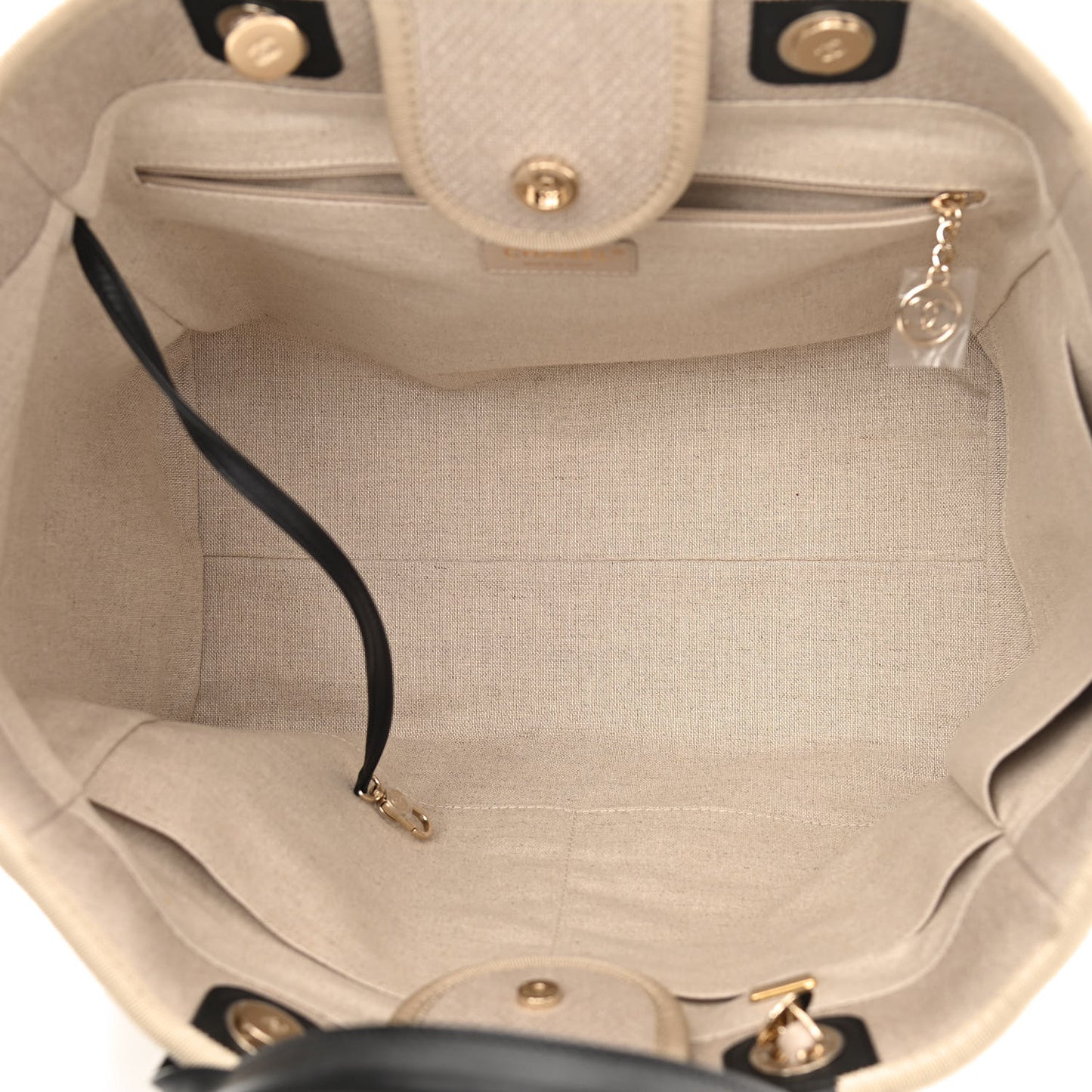 Mixed Fibers Medium Deauville Tote Beige Black