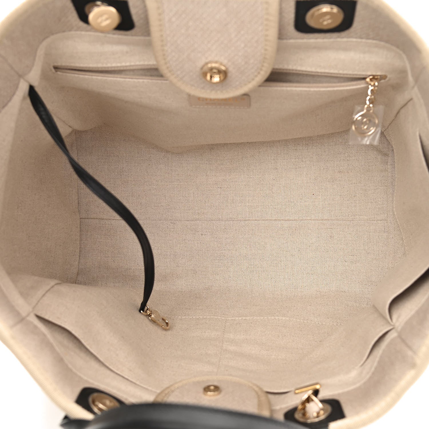 Chanel Mixed Fibers Medium Deauville Tote Beige Black 6 of 11