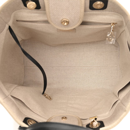 Chanel Mixed Fibers Medium Deauville Tote Beige Black 6 of 11