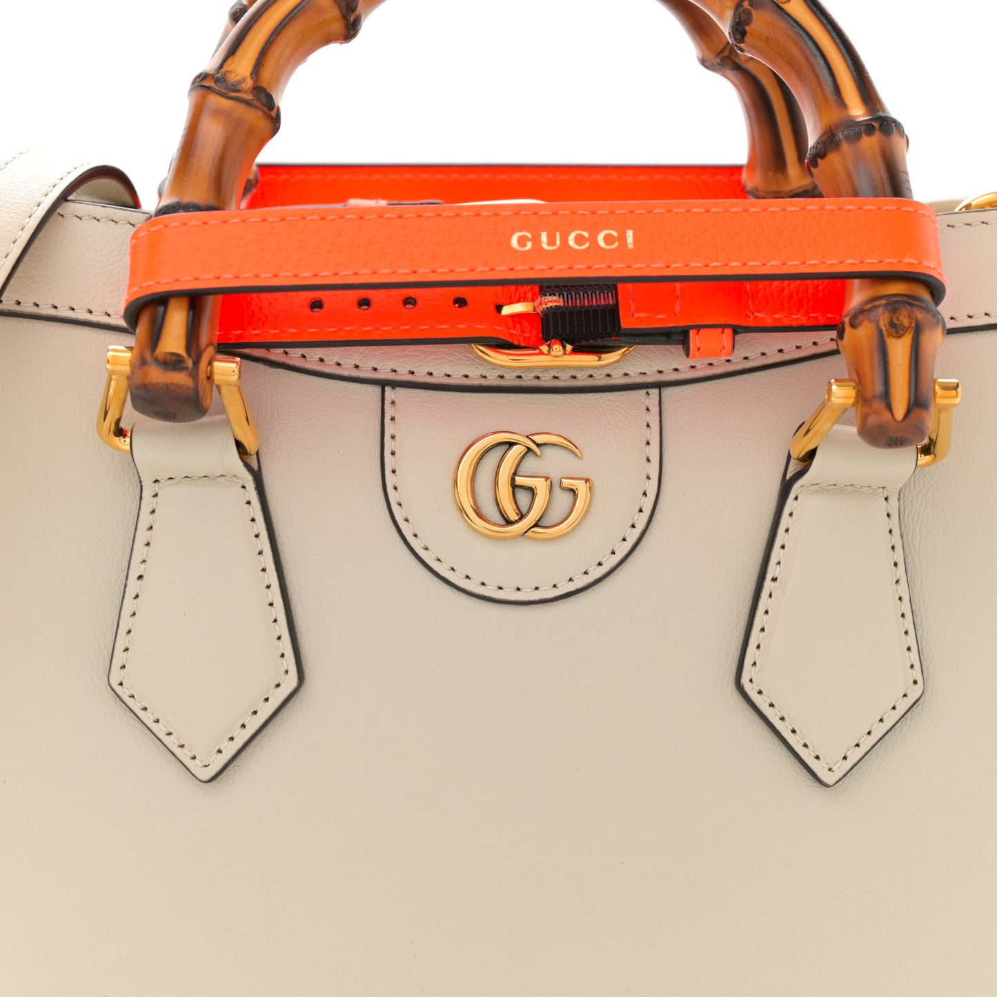 Wonka Grain Calfskin Medium Diana Tote Bag Mystic White Orange Fluo