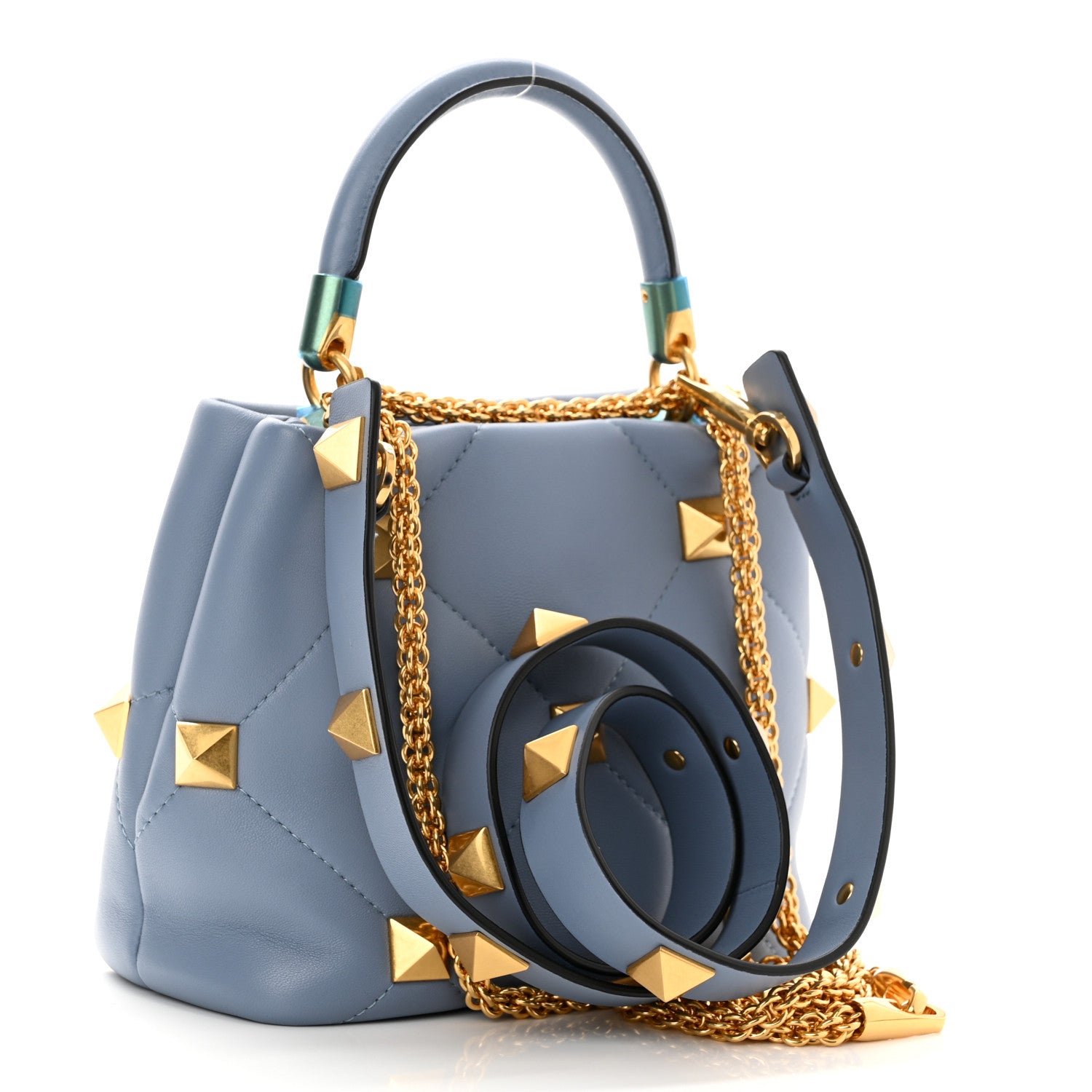 Valentino Garavani Nappa Small Roman Stud The Handle Bag Niagara 3 of 9