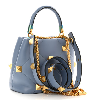 Valentino Garavani Nappa Small Roman Stud The Handle Bag Niagara 3 of 9