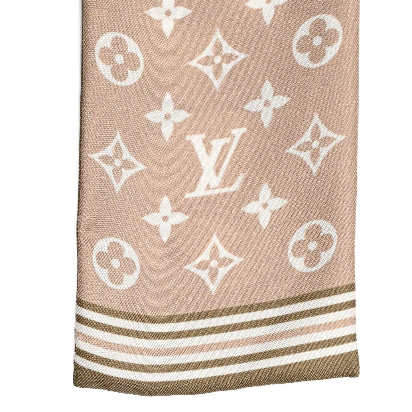 Silk Monogram Marbles Classic Bandeau Kaki Beige White