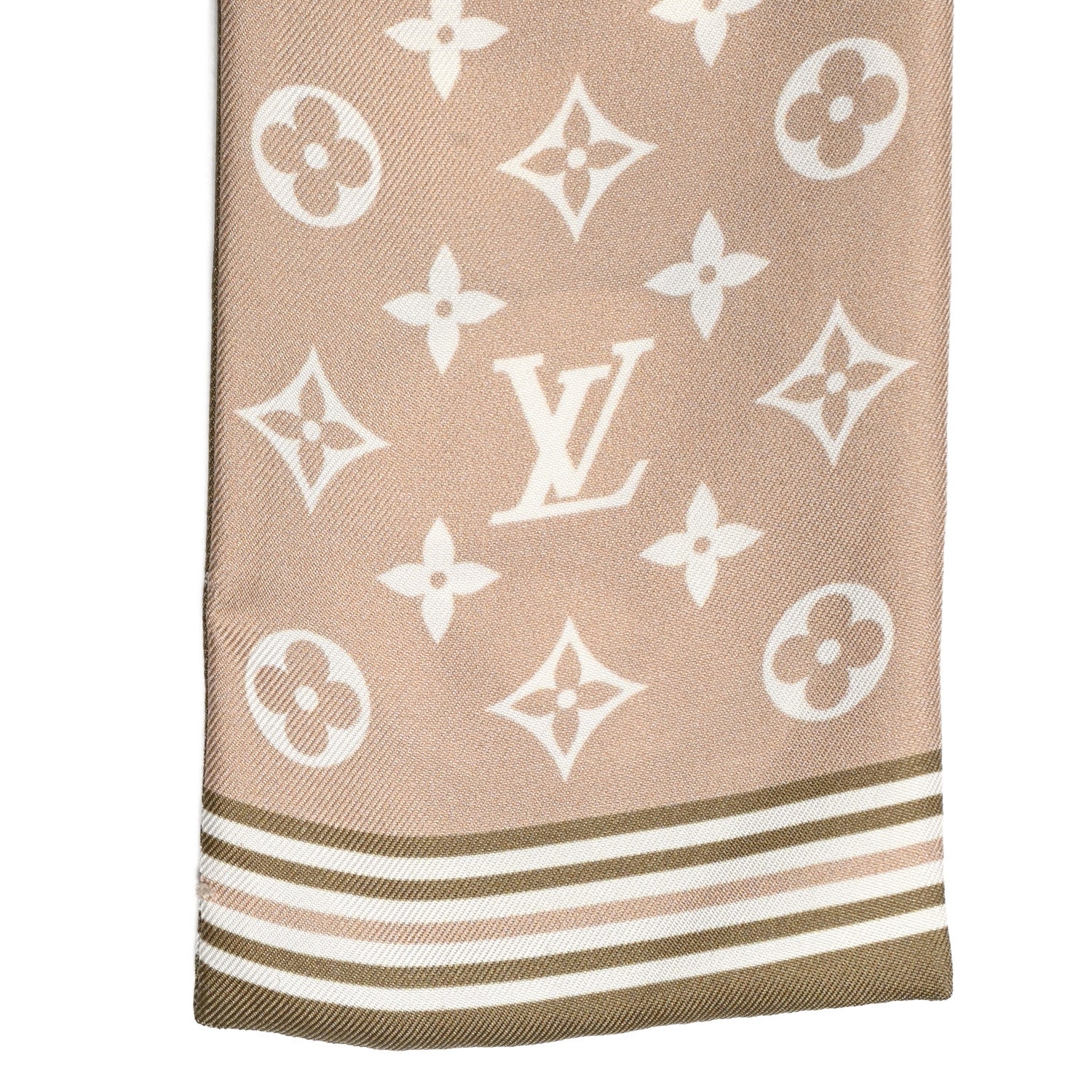 Louis Vuitton Silk Monogram Marbles Classic Bandeau Kaki Beige White 3 of 6