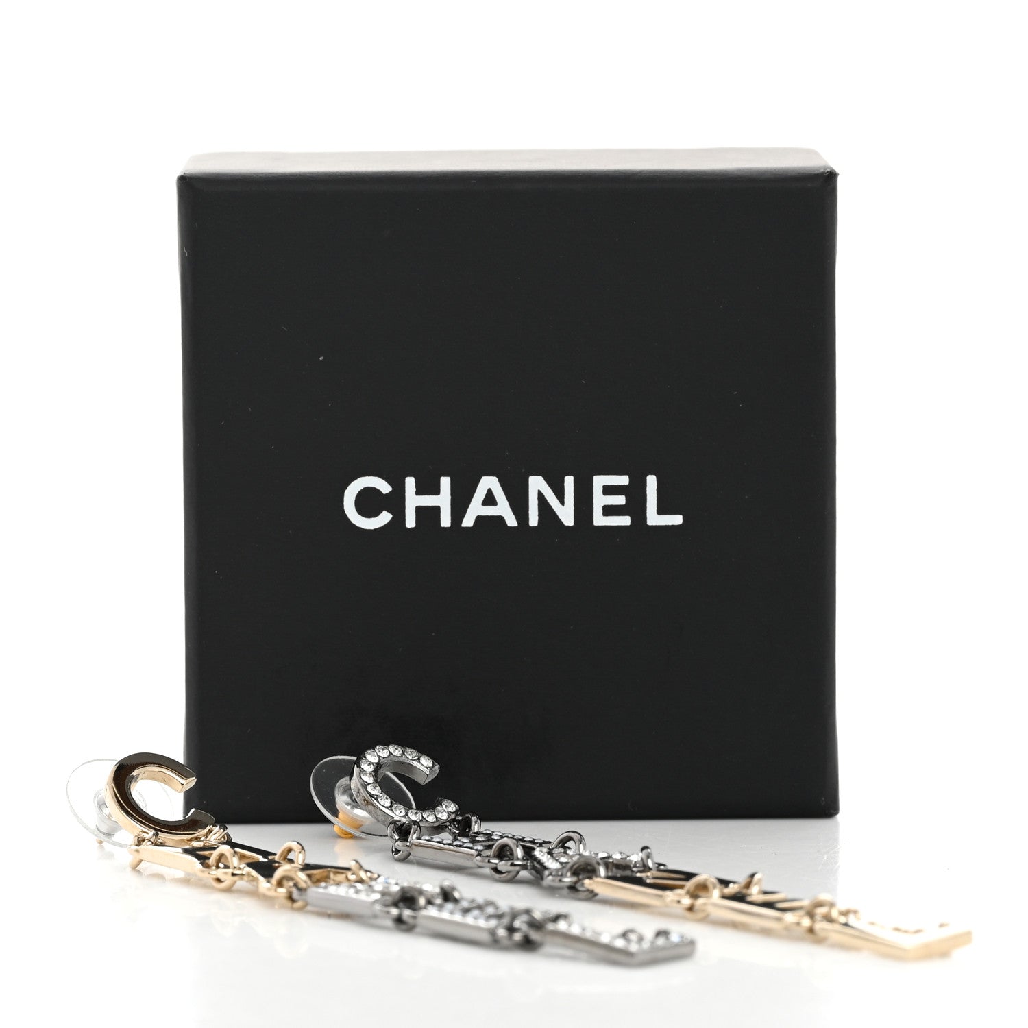 Chanel Crystal Pearl Chanel Bright Young Things Earrings Gold Ruthenium 4 of 4