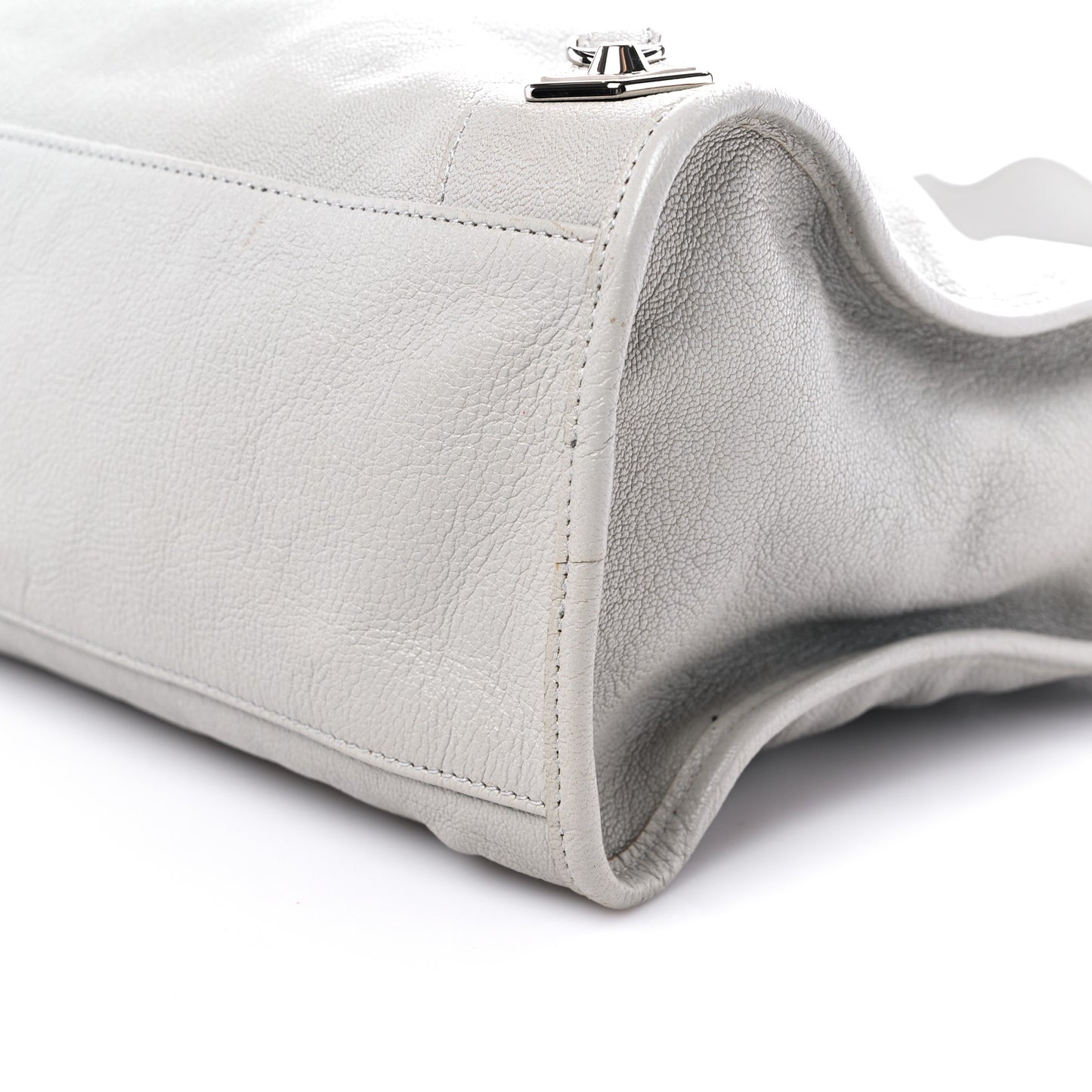 Chevre Silver Metallic Edge Hardware City Gris Glace
