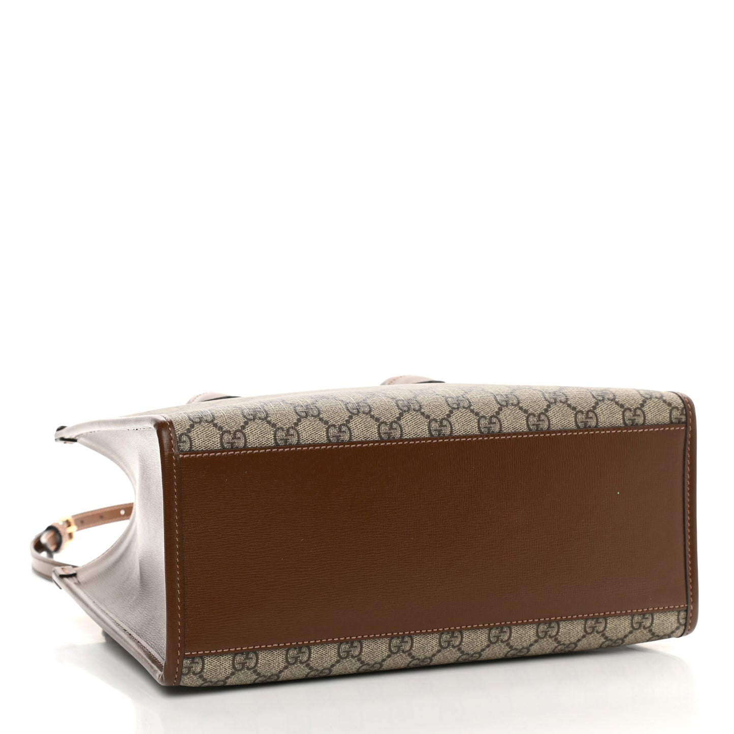 GG Supreme Monogram Azalea Calfskin Small Retro Interlocking G Tote Bag Beige Ebony Brown Sugar