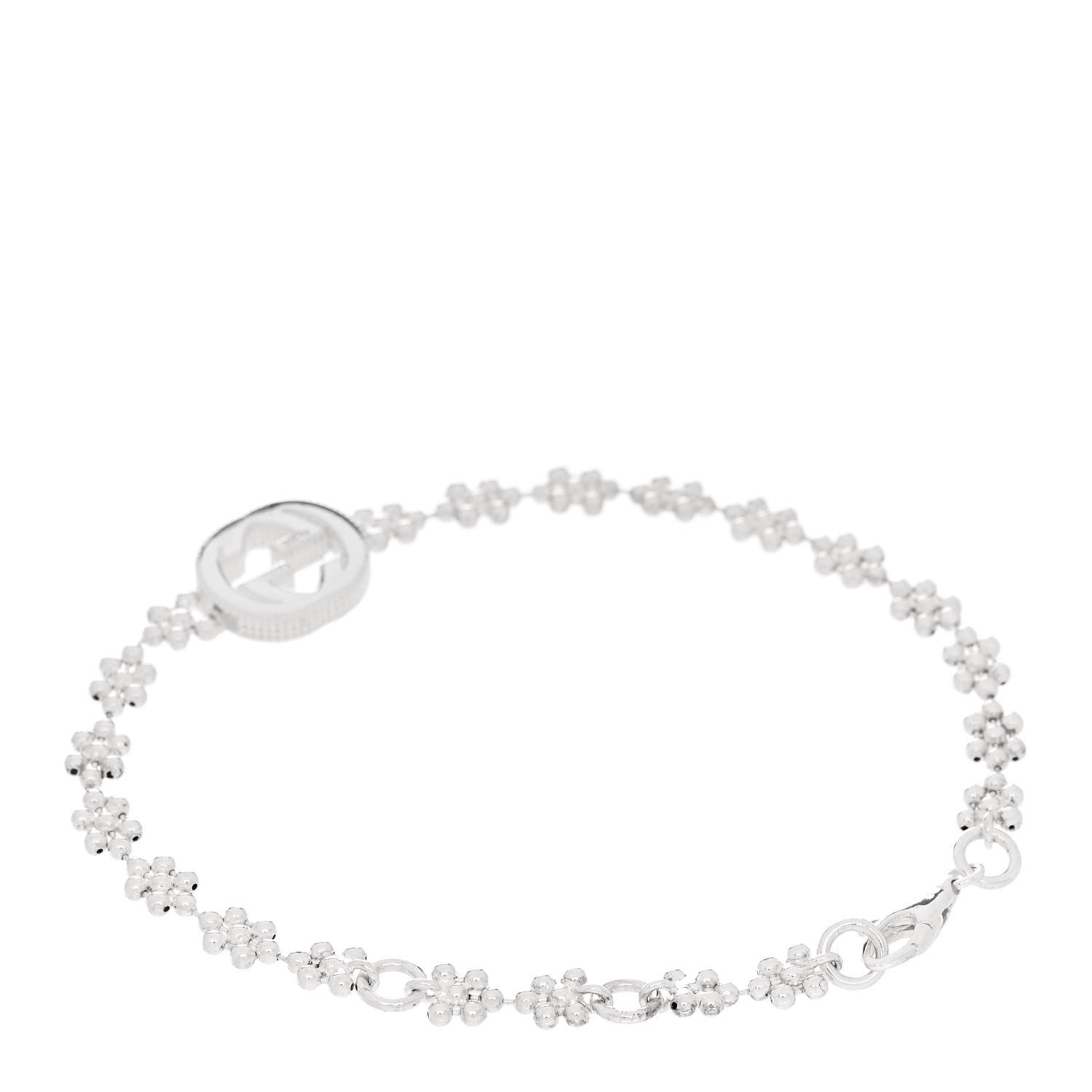 Gucci Sterling Silver Interlocking GG Beaded Flower Bracelet 2 of 4