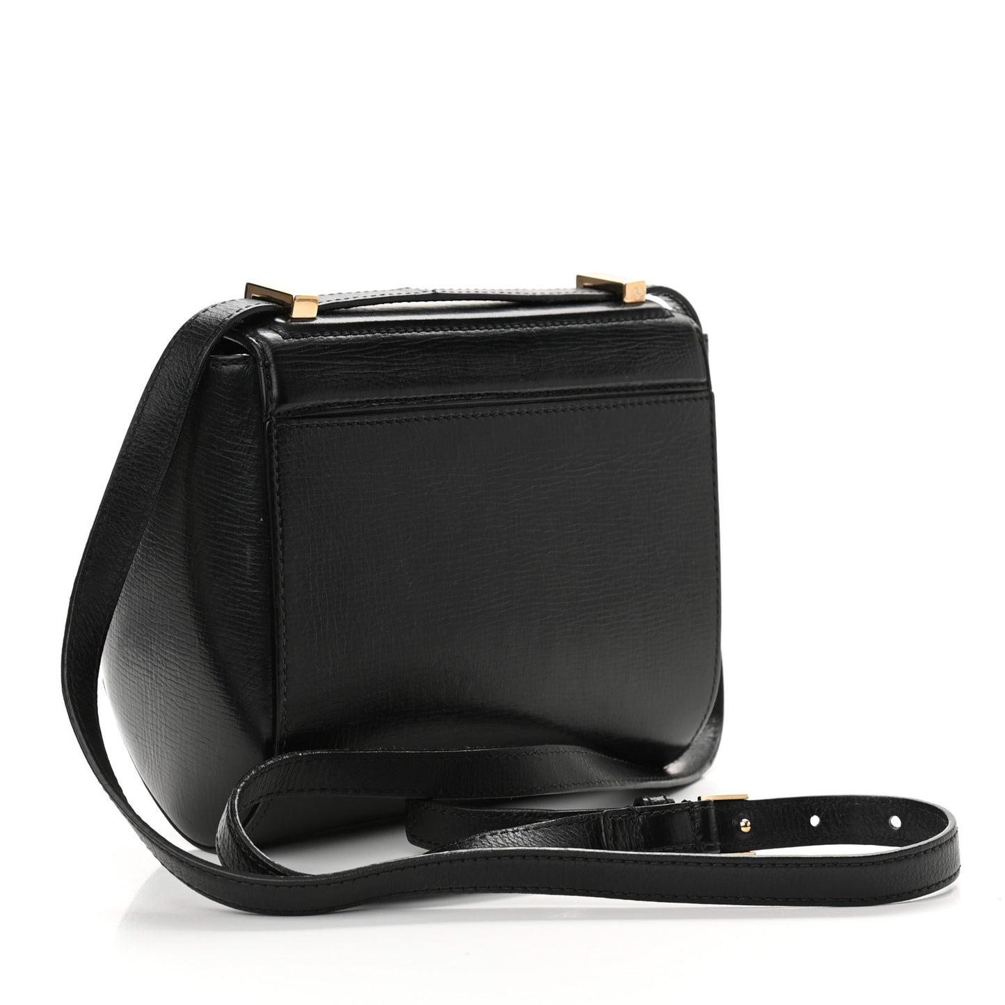 Textured Calfskin Mini Pandora Box Crossbody Bag Black