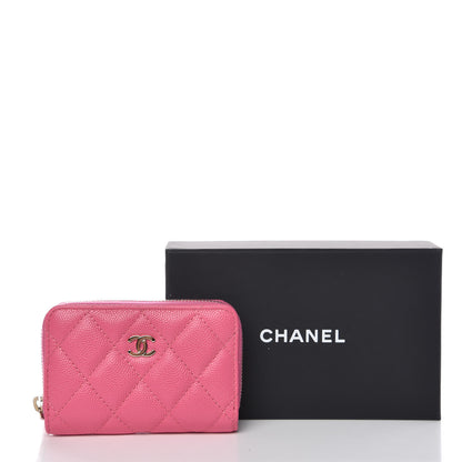 Chanel Caviar Quilted Zip Coin Purse Pink 8 of 8