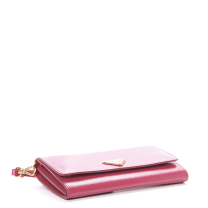 Prada Saffiano Vernice Mini Pochette Wristlet Wallet Peonia 3 of 7