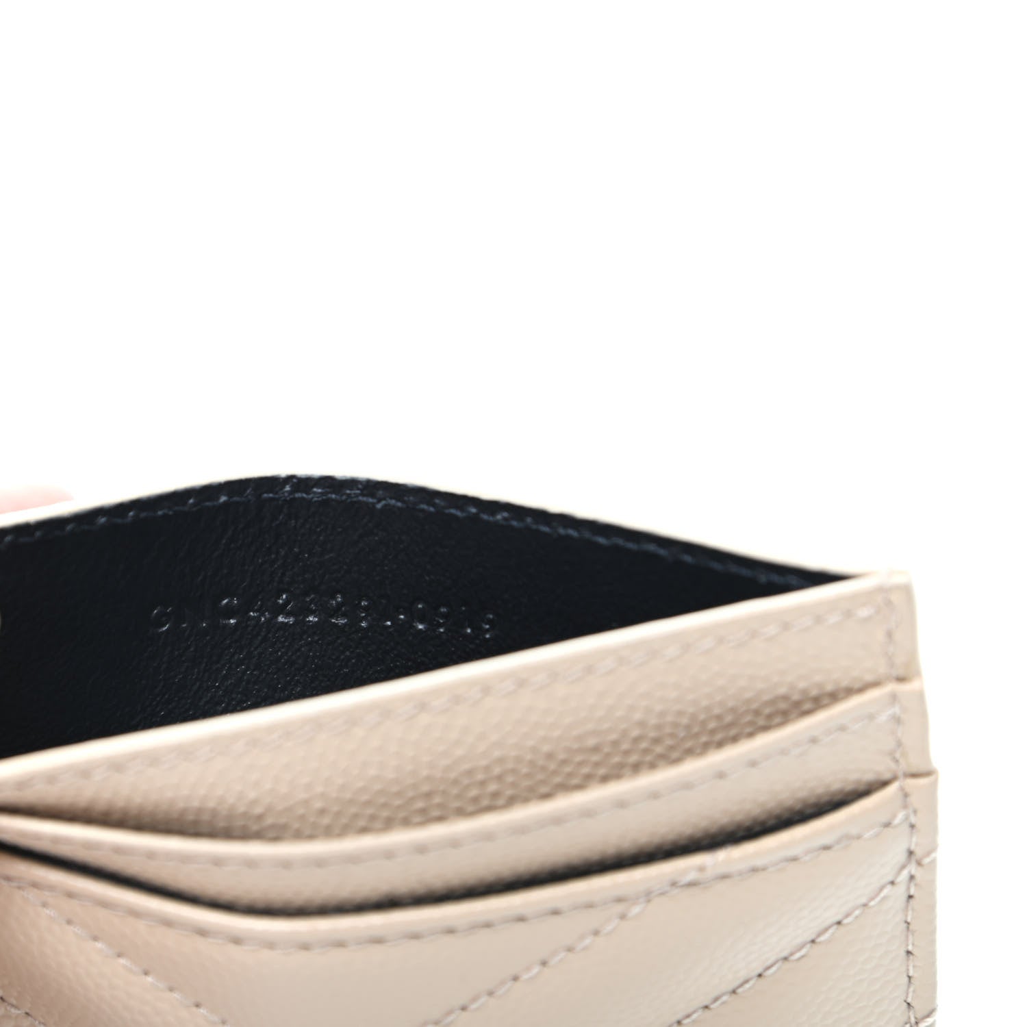 Saint Laurent Grain De Poudre Matelasse Chevron Monogram Credit Card Case Cork 7 of 7