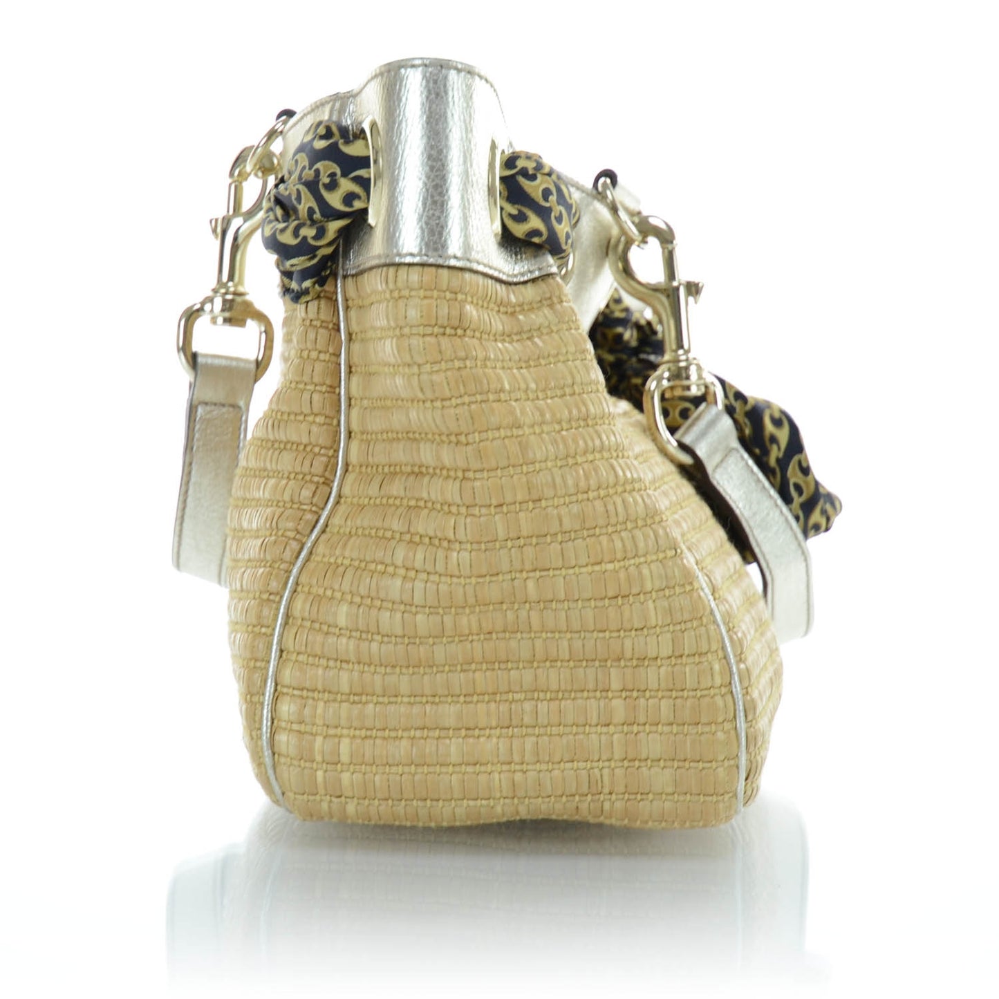 Natural Straw Leather Positano Tote Metallic