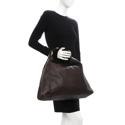 Gucci Guccissima Large Horsebit Chain Hobo Chocolate Brown 2 of 15