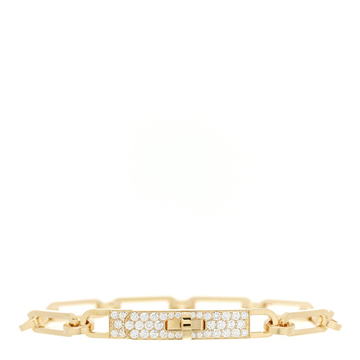 18K Yellow Gold Diamond Pave PM Kelly Chaine Bracelet SH