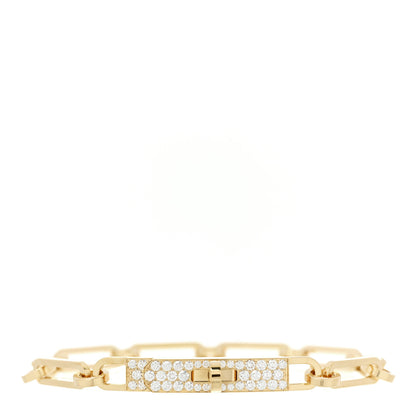Hermes 18K Yellow Gold Diamond Pave PM Kelly Chaine Bracelet SH 1 of 4