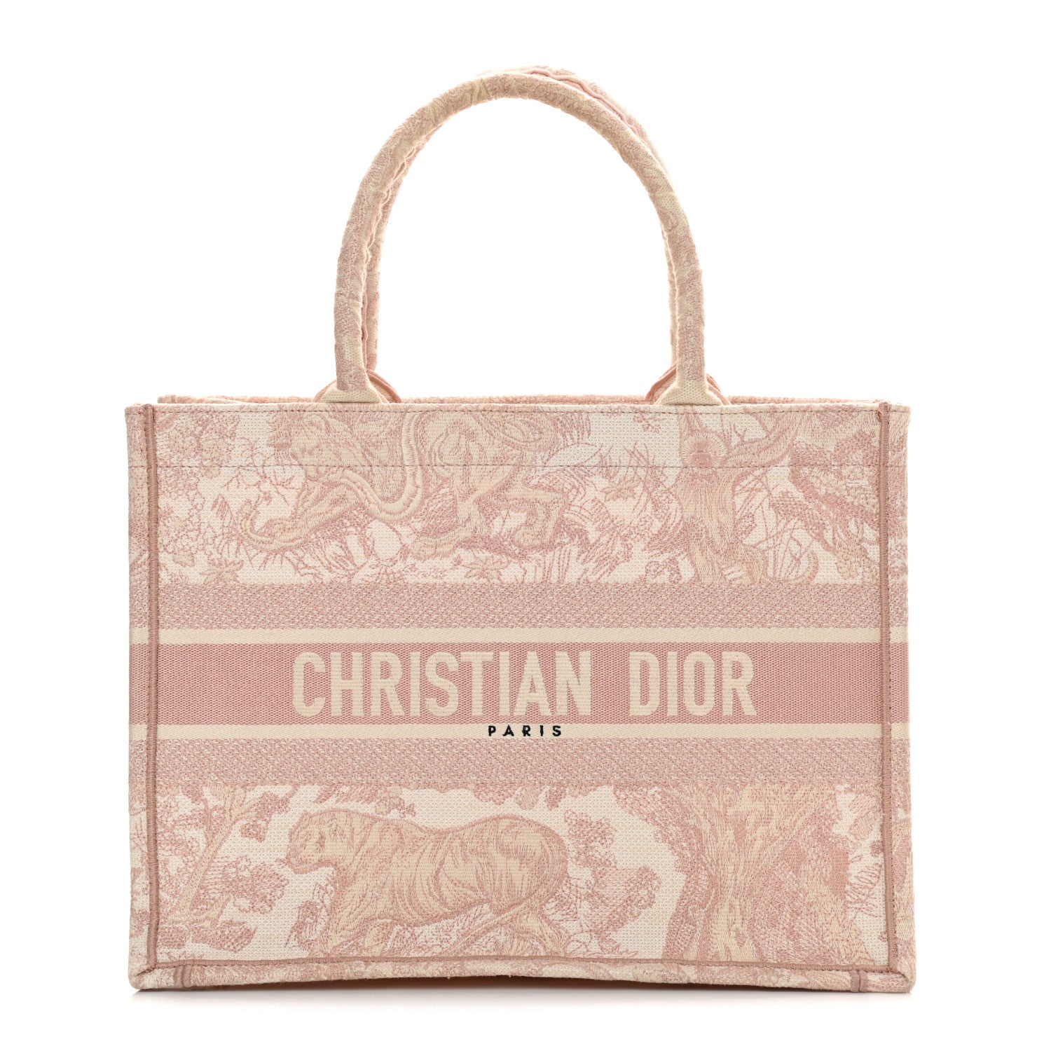 Christian Dior Canvas Toile De Jouy Embroidered Medium Book Tote Pink 1 of 16