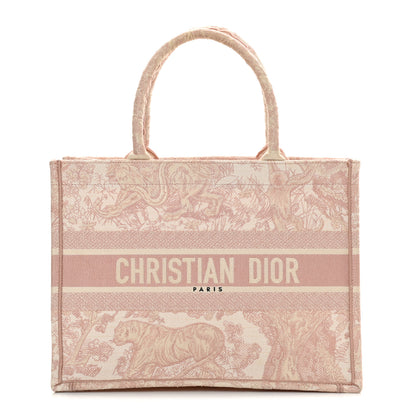 Christian Dior Canvas Toile De Jouy Embroidered Medium Book Tote Pink 1 of 16
