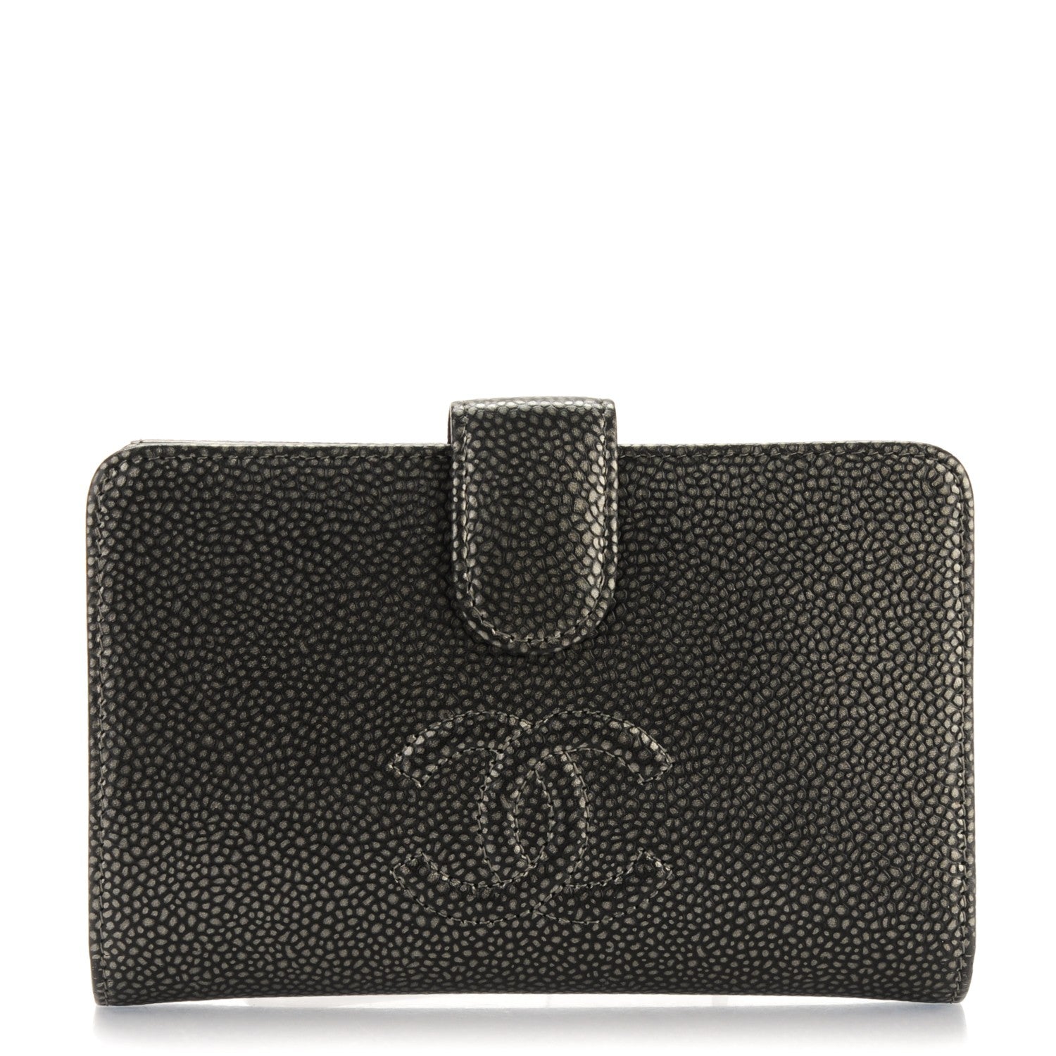 Chanel Metallic Caviar Timeless CC Zipped Pocket Wallet Dark Silver 1 of 8
