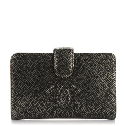 Chanel Metallic Caviar Timeless CC Zipped Pocket Wallet Dark Silver 1 of 8