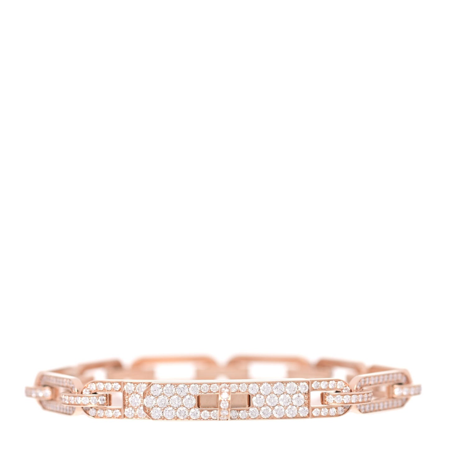 18K Rose Gold Diamond Full Pave PM Kelly Chaine Bracelet SH