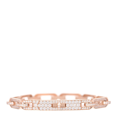 Hermes 18K Rose Gold Diamond Full Pave PM Kelly Chaine Bracelet SH 1 of 4