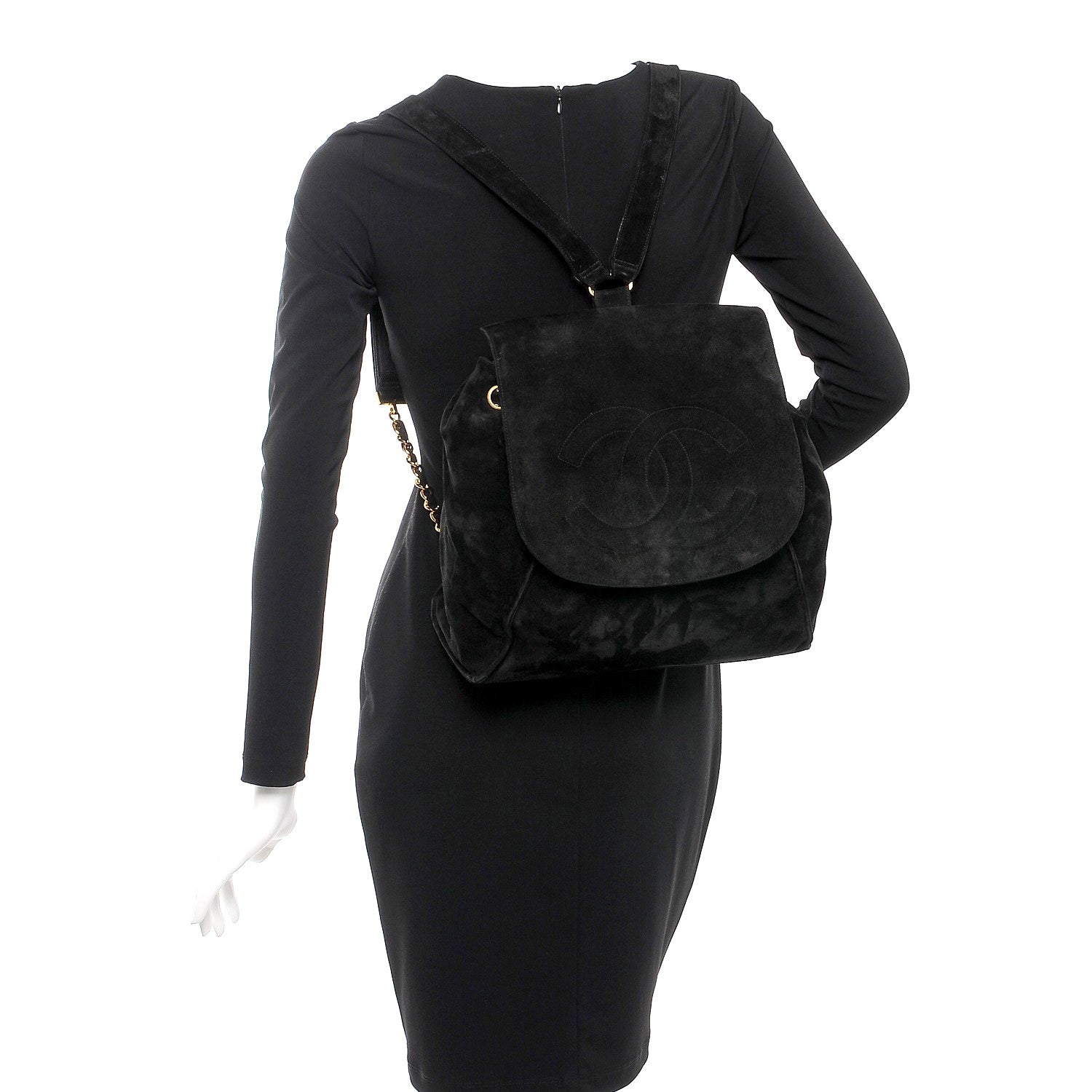 Chanel Suede CC Drawstring Backpack Black 2 of 10