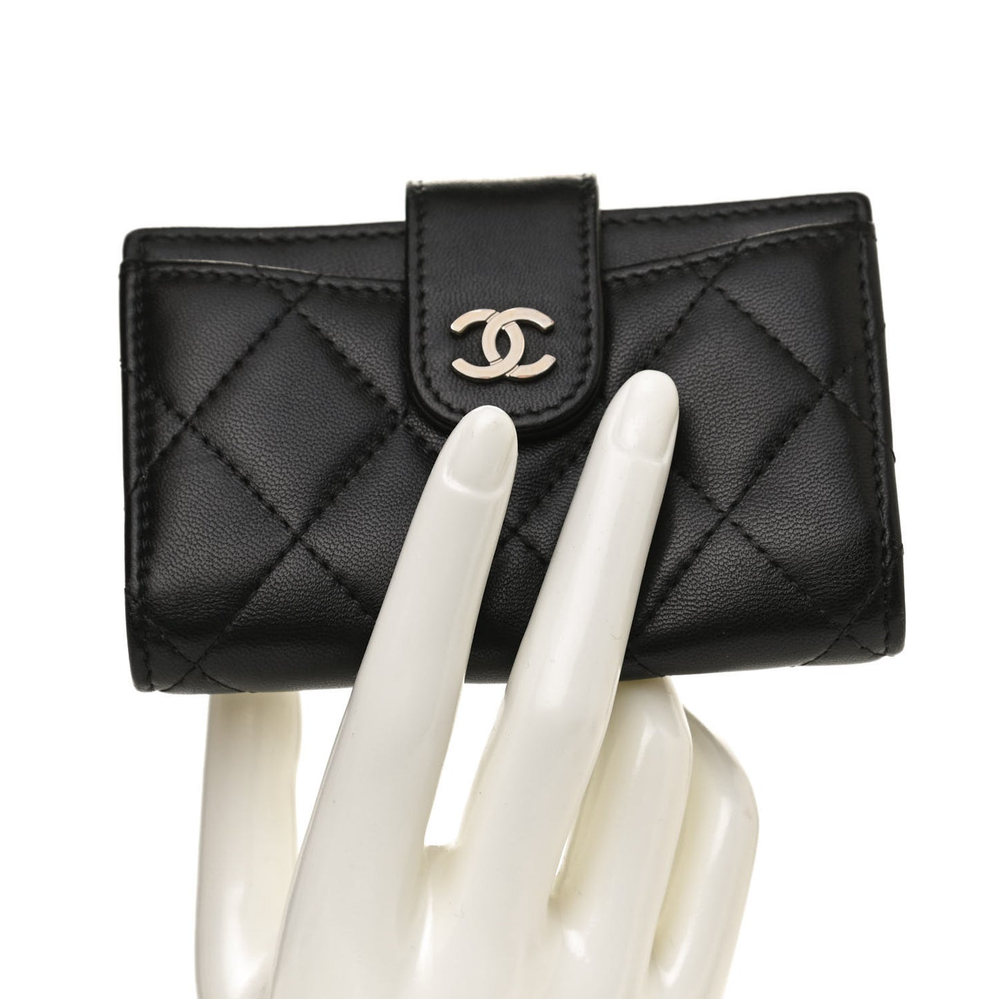Lambskin Quilted Small Classic Wallet Black