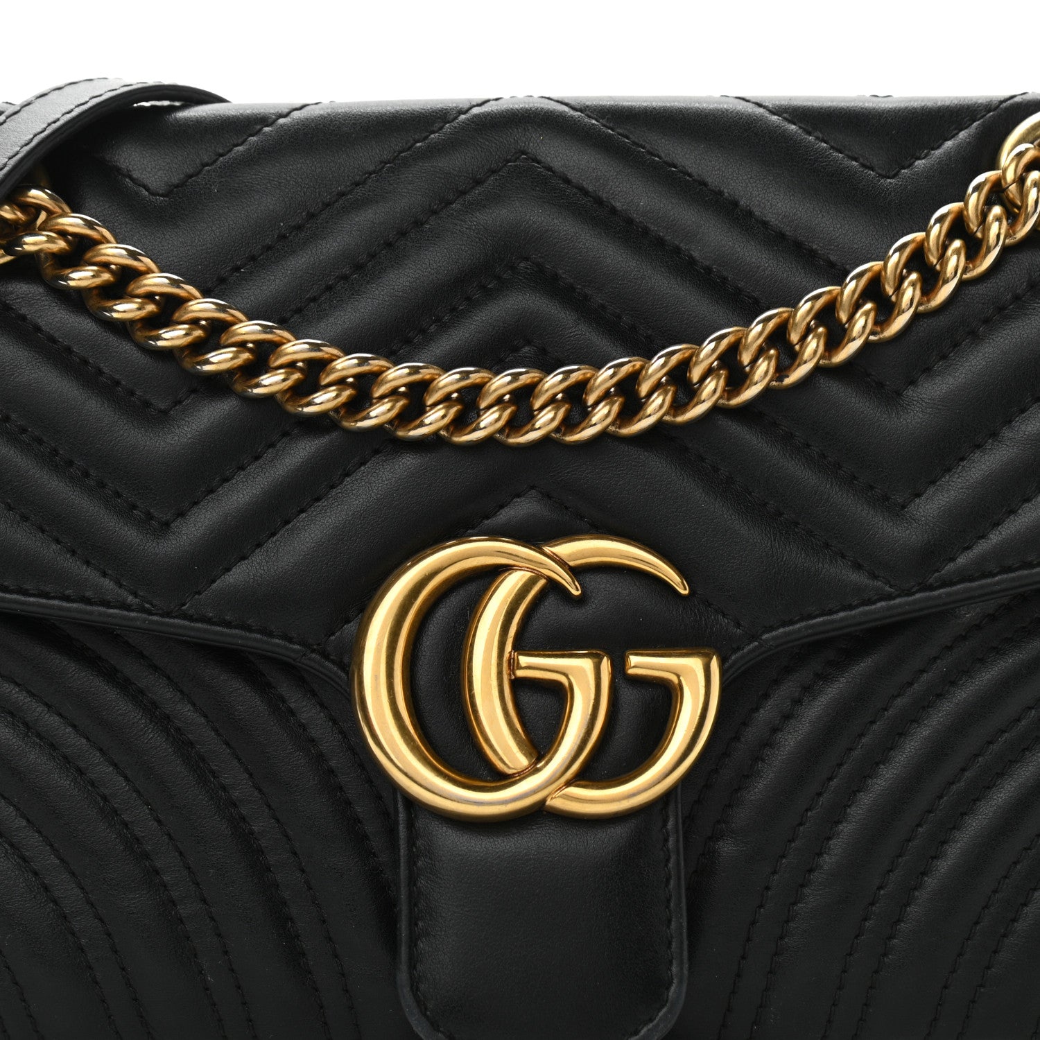 Gucci Calfskin Matelasse Small GG Marmont Shoulder Bag Black 8 of 17