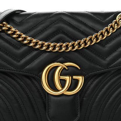 Gucci Calfskin Matelasse Small GG Marmont Shoulder Bag Black 8 of 17