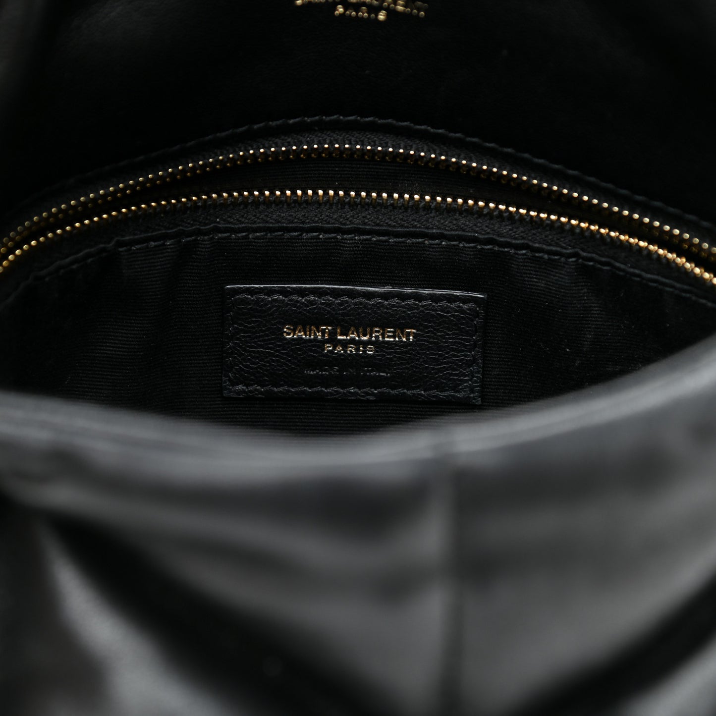 Lambskin Quilted Small Loulou Puffer Monogram Chain Satchel Black
