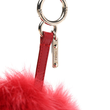 Fendi Fox Fur Shiny Nappa Bi-Color A ABCharm Bag Charm Rosso Chiaro Moro Strawberry 3 of 5
