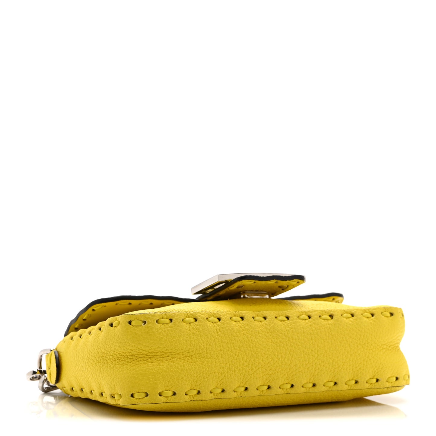 Cuoio Roma Sellerissima Nappa Sintetica Tape Stitch Mini Baguette Acid Yellow
