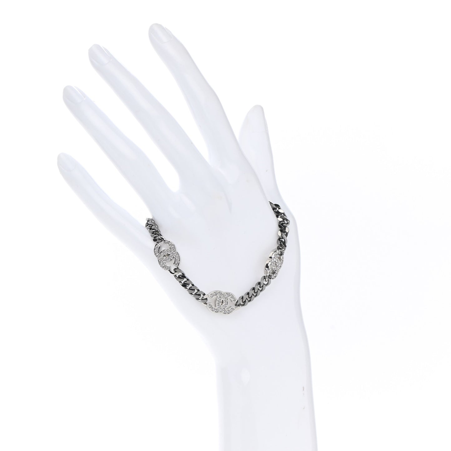 Crystal CC Chain Bracelet Silver