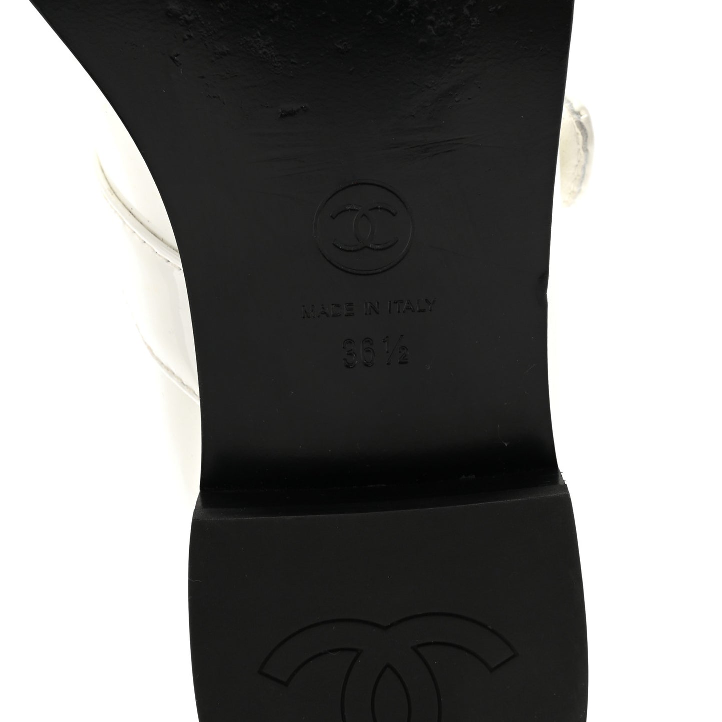 Calfskin Patent Mary Janes Flats 36.5 White Black