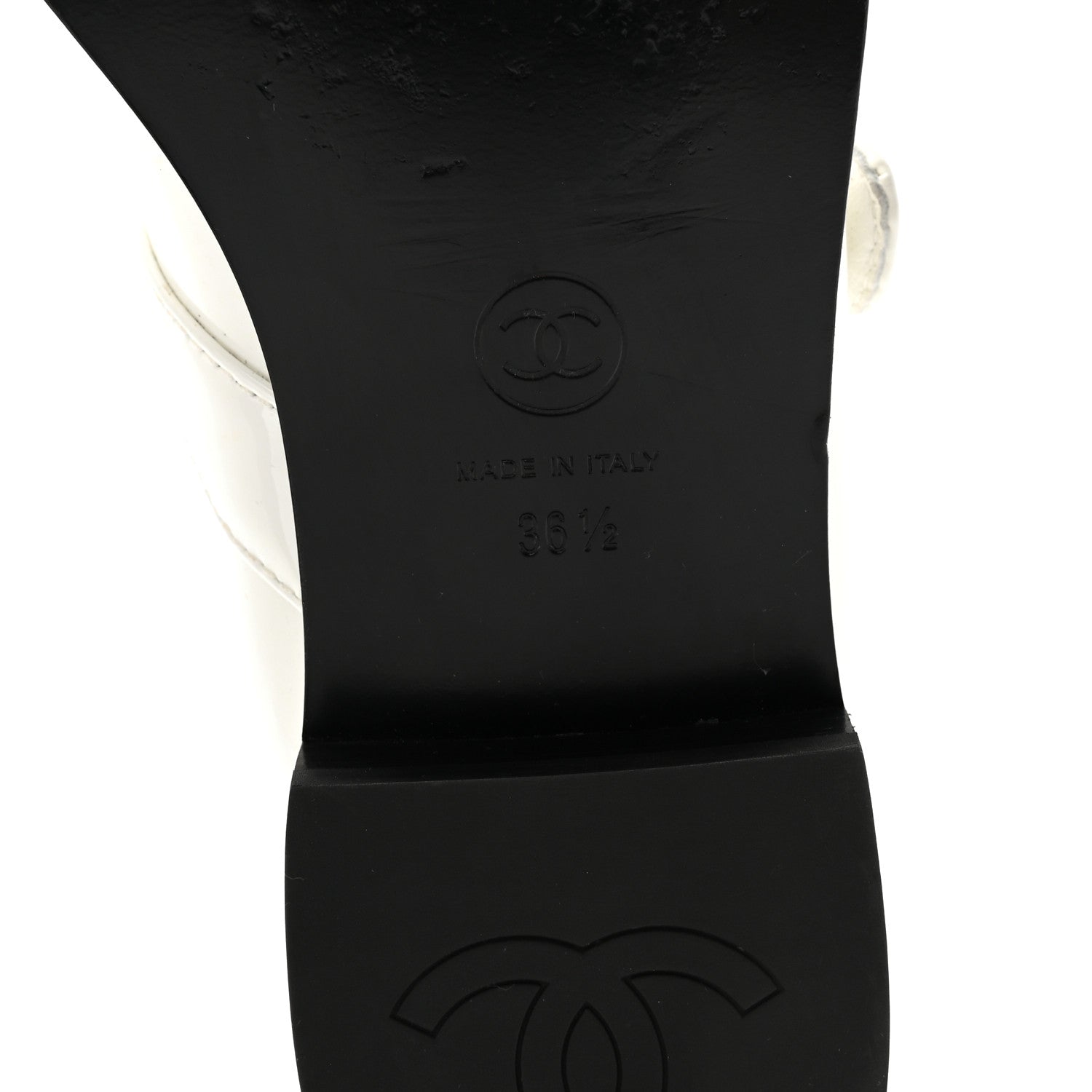 Chanel Calfskin Patent Mary Janes Flats 36.5 White Black 7 of 10
