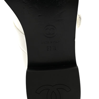 Chanel Calfskin Patent Mary Janes Flats 36.5 White Black 7 of 10