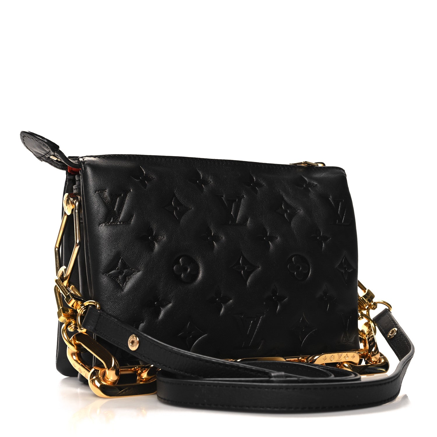 Louis Vuitton Lambskin Embossed Monogram Coussin BB Black 3 of 12