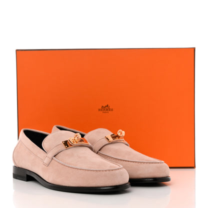 Hermes Suede Goatskin Womens Destin Loafers 36 Rose Aube 9 of 9