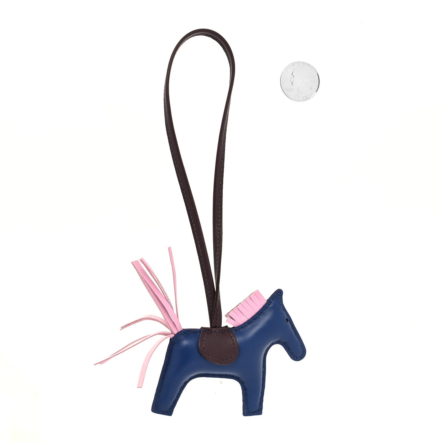 Hermes Milo Lambskin Grigri Rodeo Horse Bag Charm PM Rouge Sellier Mauve Sylvestre Bleu Saphir 2 of 3