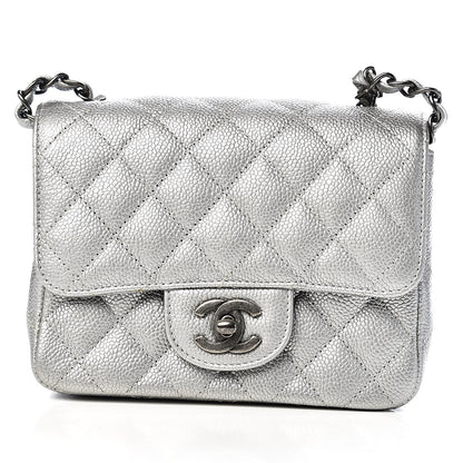 Chanel Metallic Caviar Quilted Mini Square Flap Silver 11 of 11
