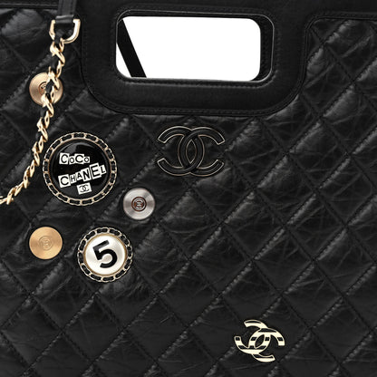 Chanel Aged Calfskin Small Charms Shopping Bag Black 7 of 10